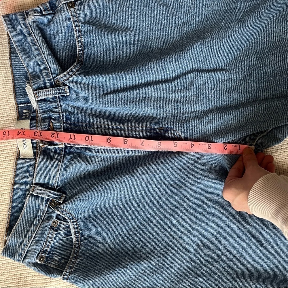 Vintage 90s Gap Reverse Tapered Jeans Womens 14 Ankle Blue Denim Made USA - Picture 12 of 16